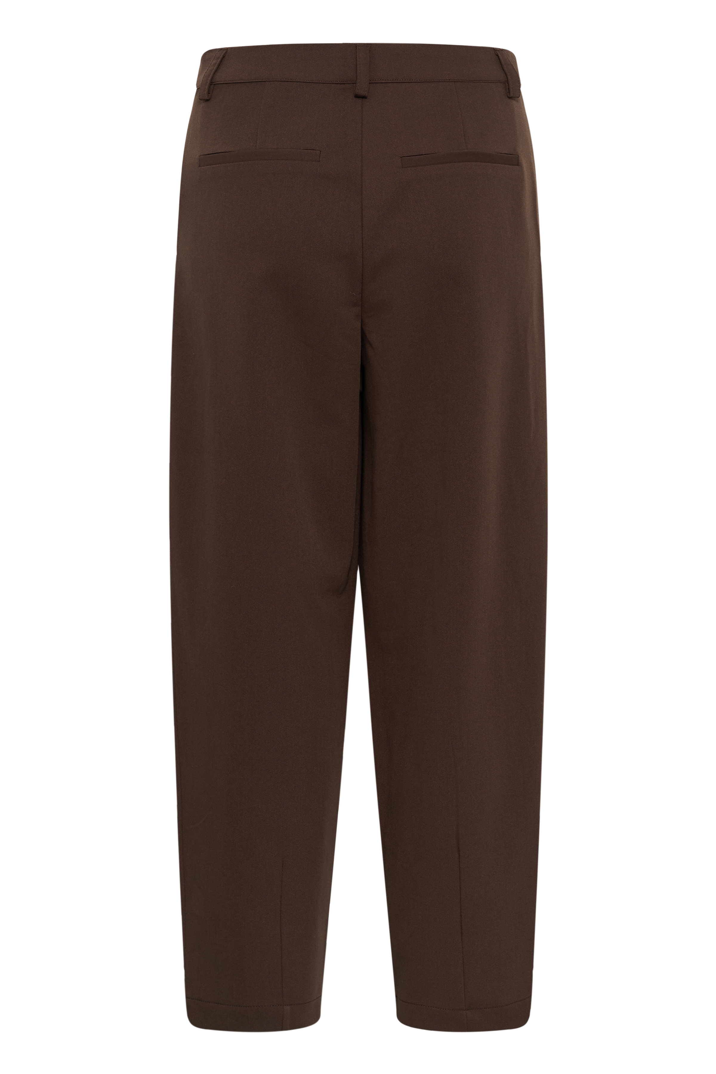 KAsakura Cropped Pants Coffee Bean Brun kostymbyxa i barrelmodell