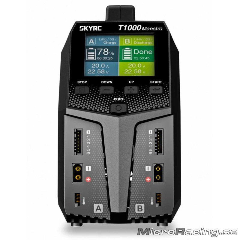 SKYRC - Laddare T100 Maestro Lipo 1-6S 2X20A 1000W 240V AC - 3