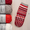 Knitting bundle mitten Umeälven Burgundy-Light Gray