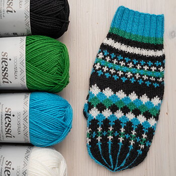 Knitting bundle mitten Umeälven Black-Turquoise