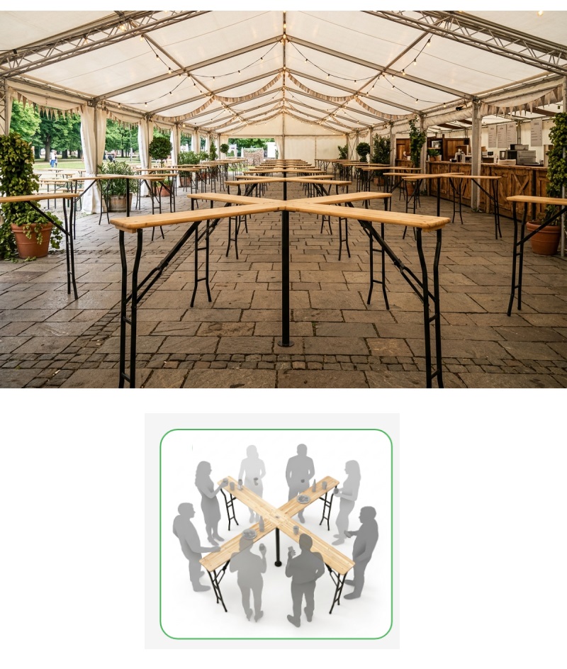 Festivalbord bänk set Woody Cross bord 241 x 241 cm gran