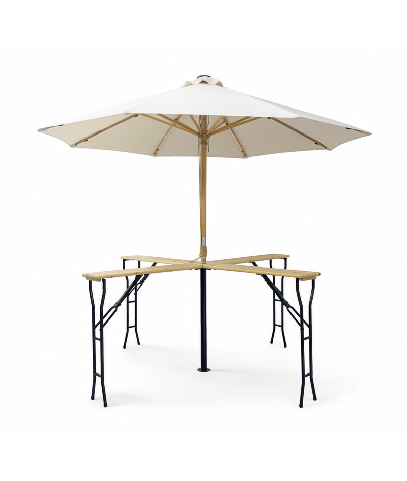 Festivalbord bänk set Woody Cross bord 241 x 241 cm gran - 5