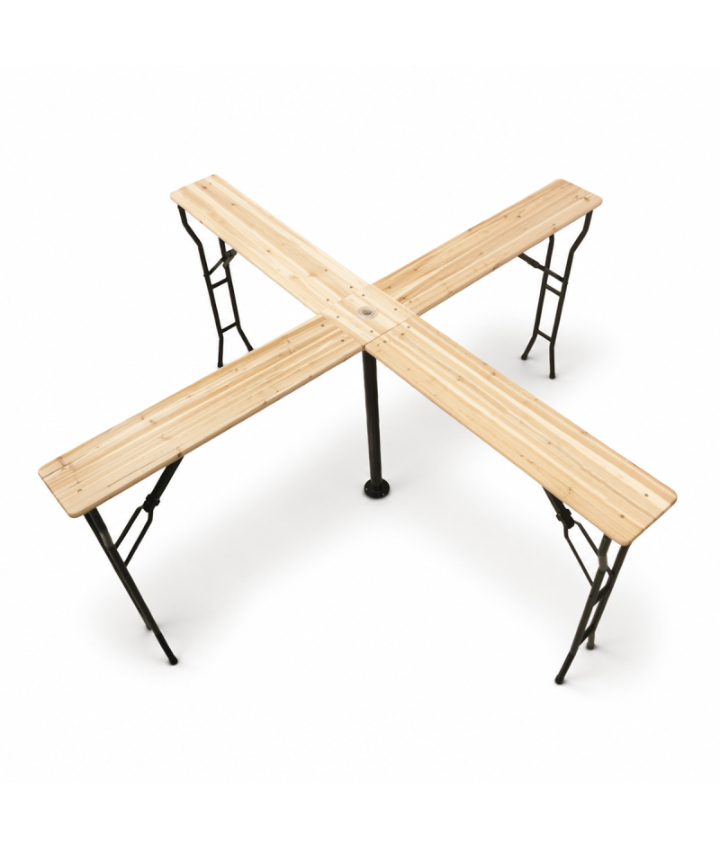 Festivalbord bänk set Woody Cross bord 241 x 241 cm gran - 4