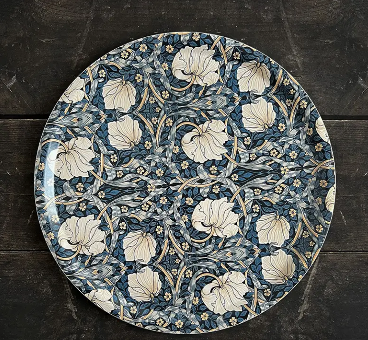 Rund Serveringsbricka William Morris - Pimpernel Blå Ø38 cm - 5