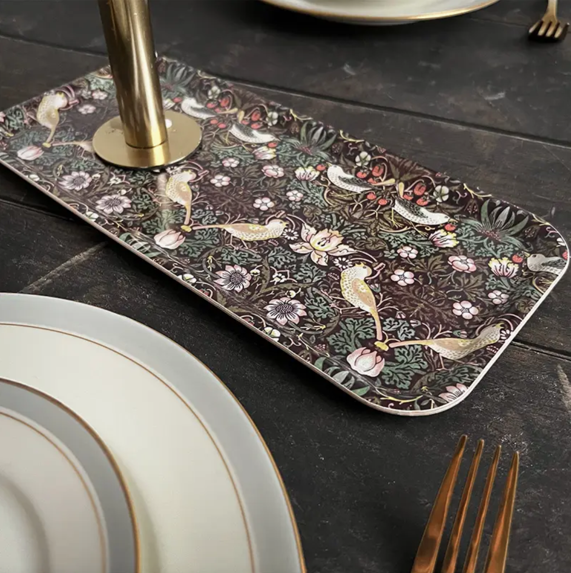 Serveringsbricka William Morris - Strawberry Thief Bordeaux 32x15cm  - 3
