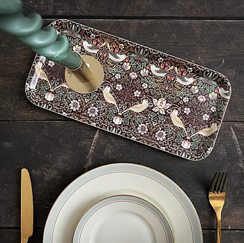 Serveringsbricka William Morris - Strawberry Thief Bordeaux 32x15cm 