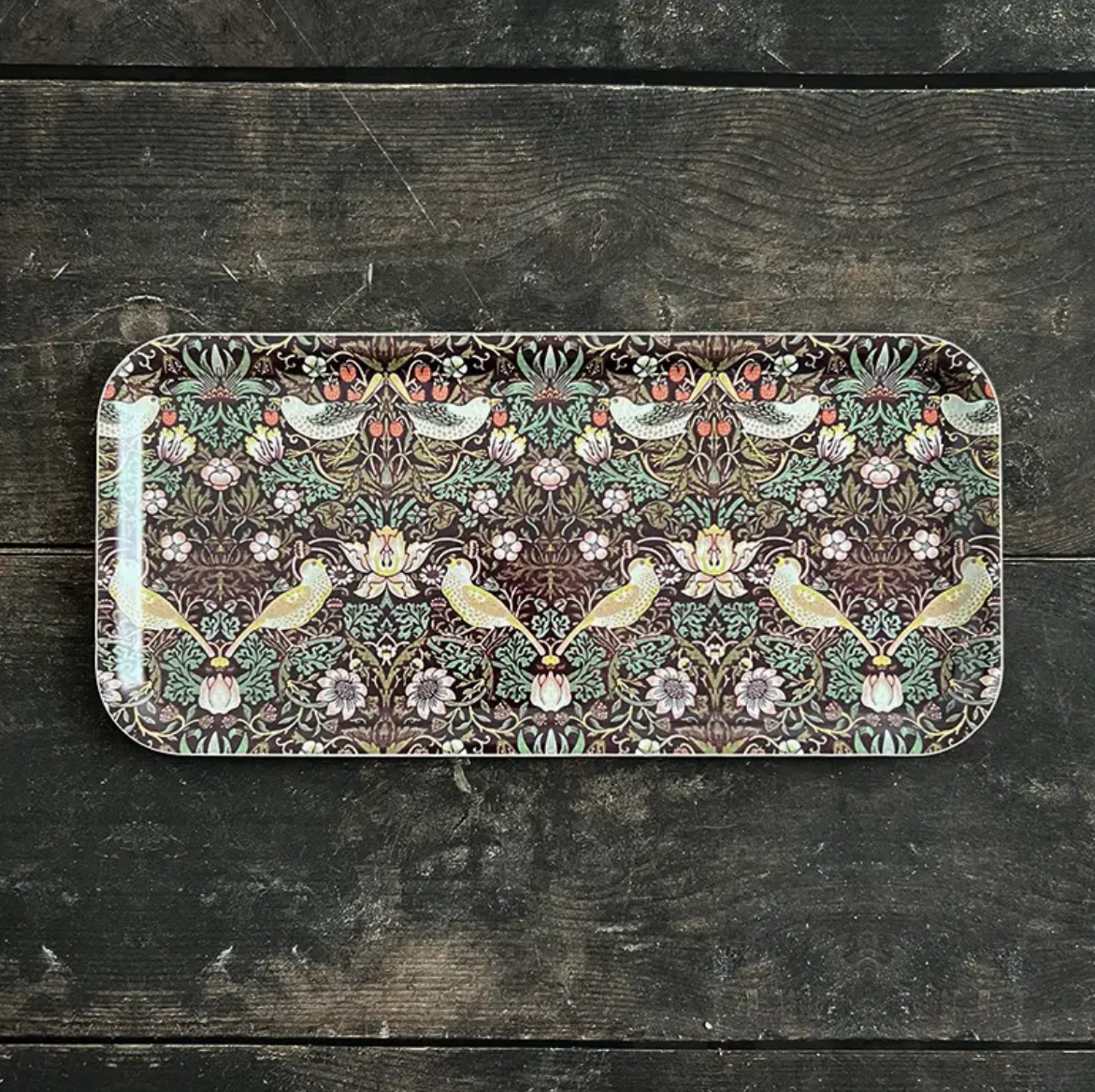 Serveringsbricka William Morris - Strawberry Thief Bordeaux 32x15cm  - 4