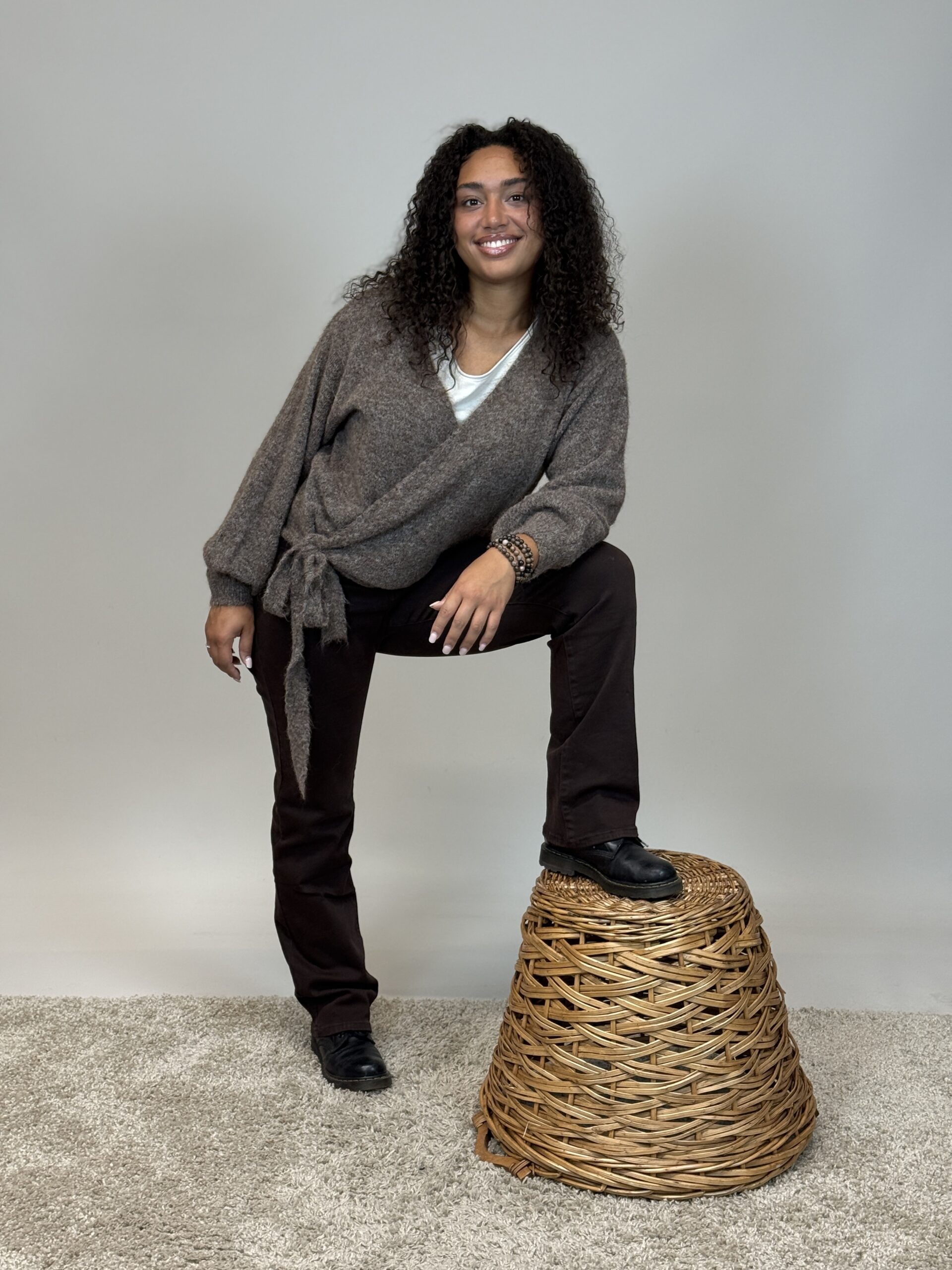 Inga omlottkofta taupe one size - 6