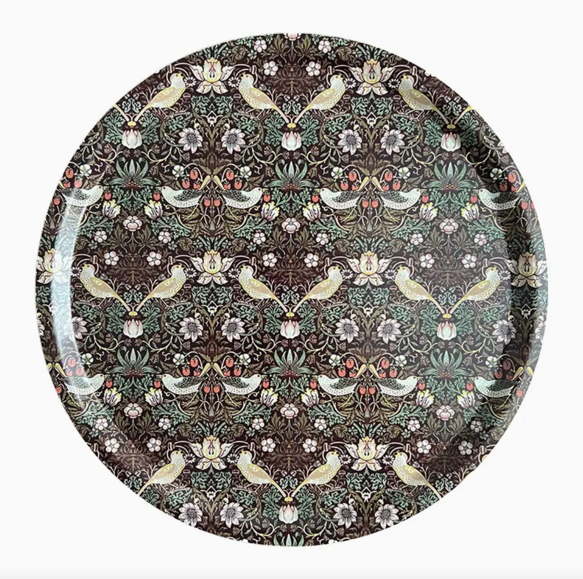 Rund Serveringsbricka William Morris - Strawberry Thief Bordeaux Ø38 cm