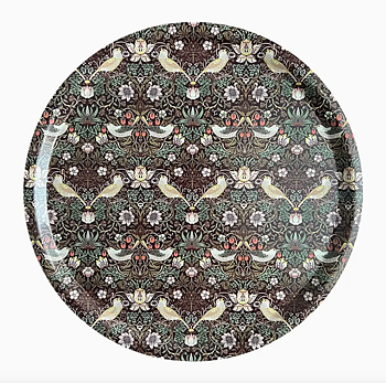 Rund Serveringsbricka William Morris - Strawberry Thief Bordeaux Ø38 cm