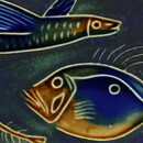 Brita Heilimo (Arabia 1950s) Rectangular Wall Plaque with Marine Life Motif 16 cm