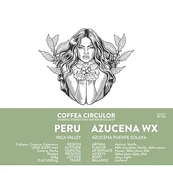 Coffea Circulor - Azucena WX - Peru - Caturra - Washed - Ljusrostade hela kaffebönor - 250g