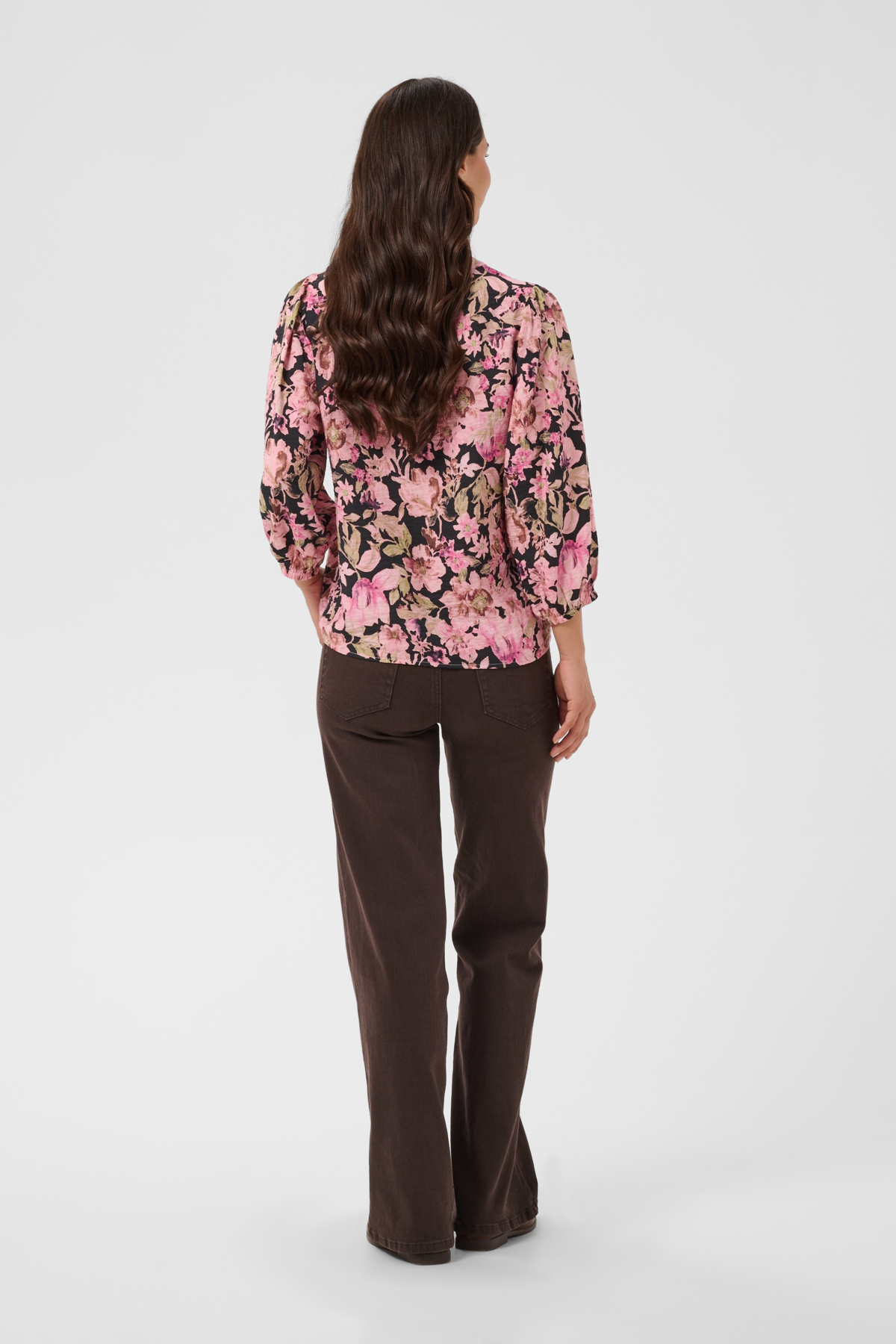 KAsirena Blouse Pink Flower Print Rosamönstrad Blus 