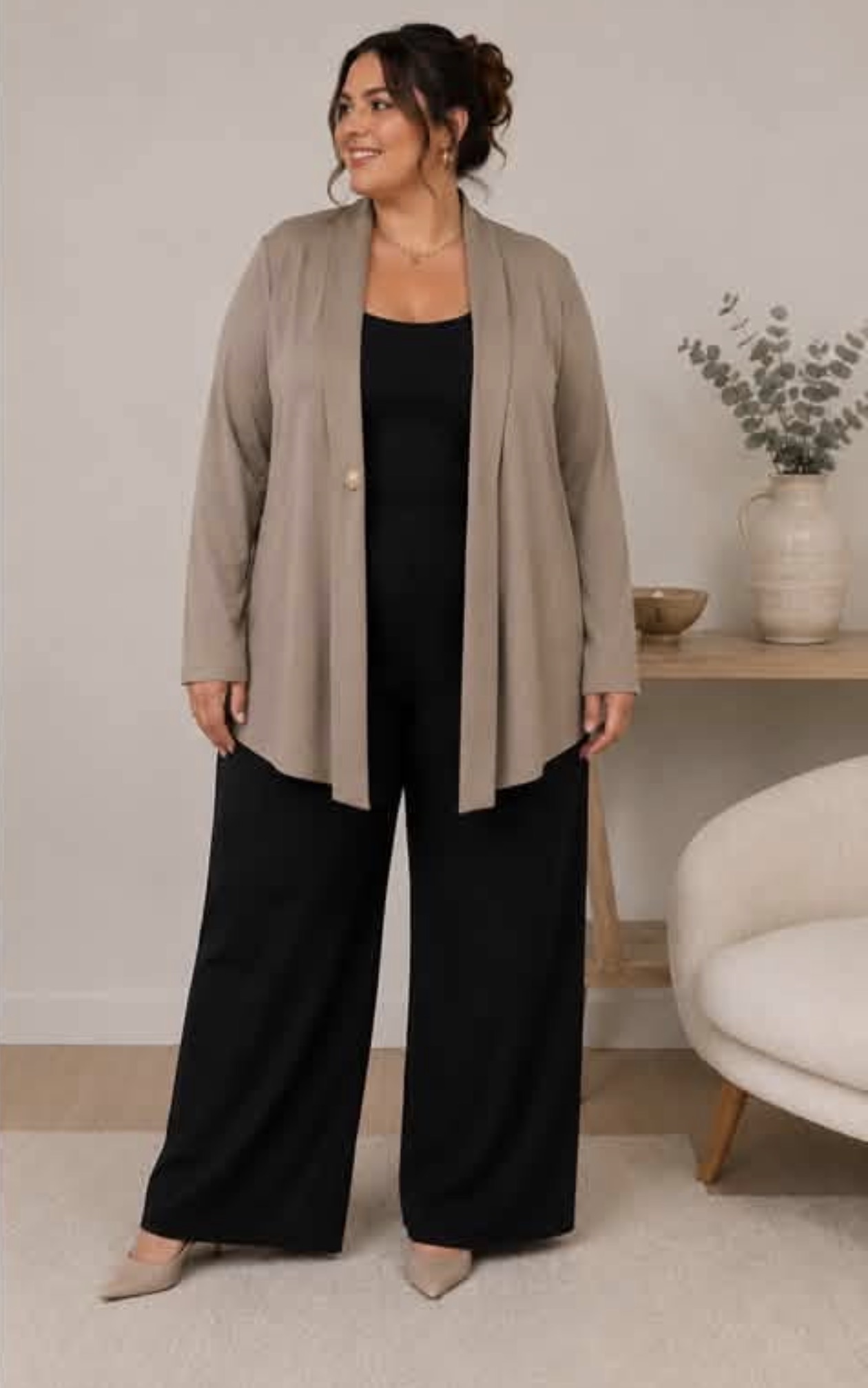 Kavaj med fickor, beige 