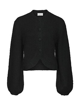 Neo Noir Gio  Fluffy Knit Cardigan, Black