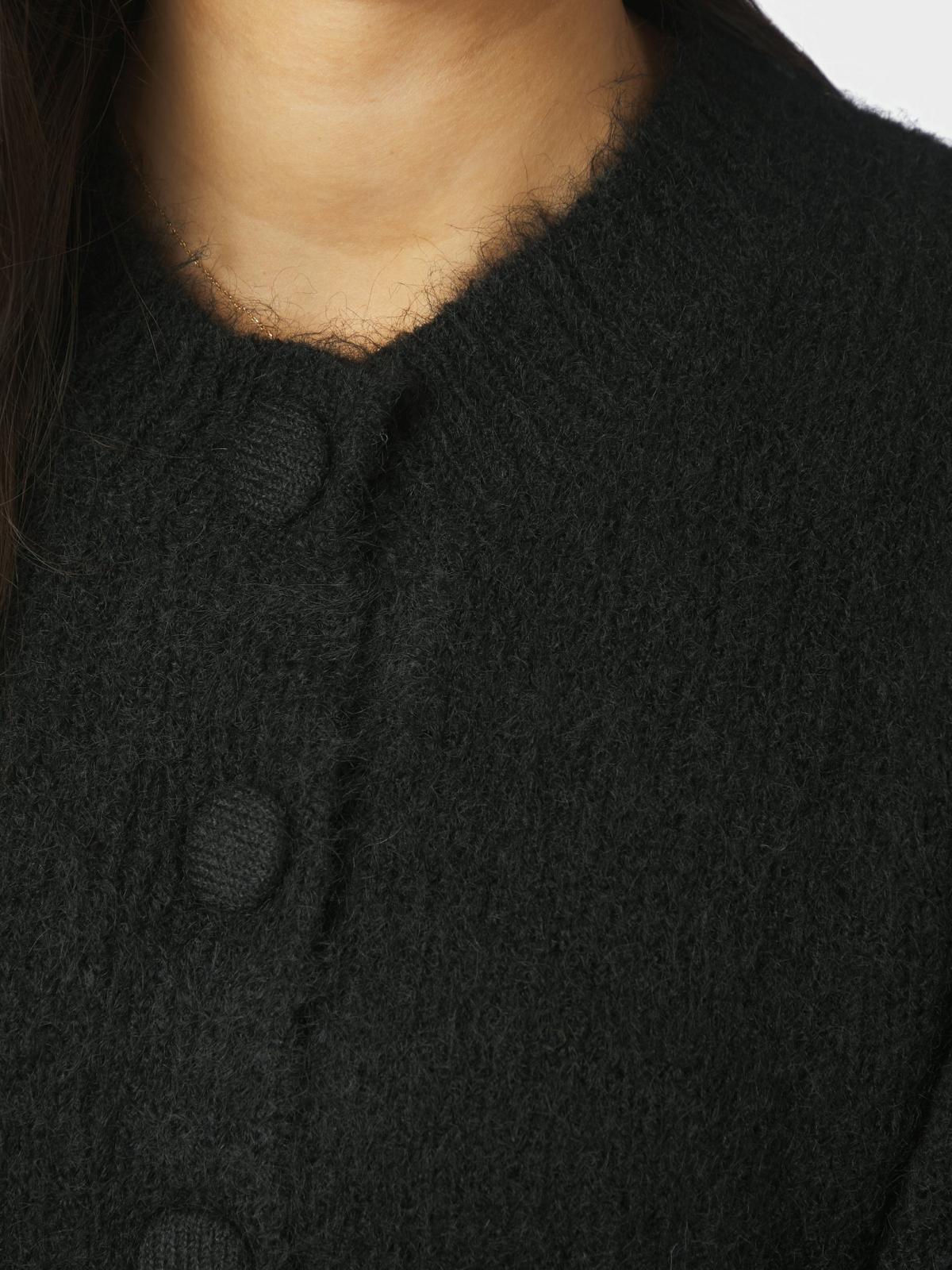 Neo Noir Gio  Fluffy Knit Cardigan, Black - 6