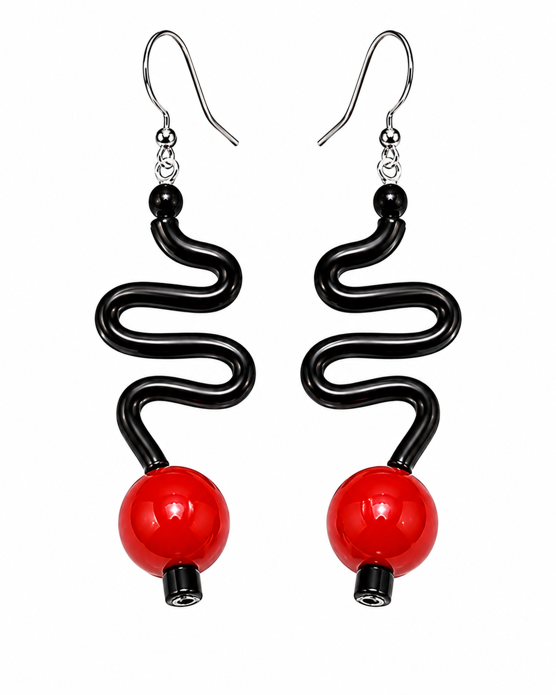 Earrings rubber  red seashell - 2