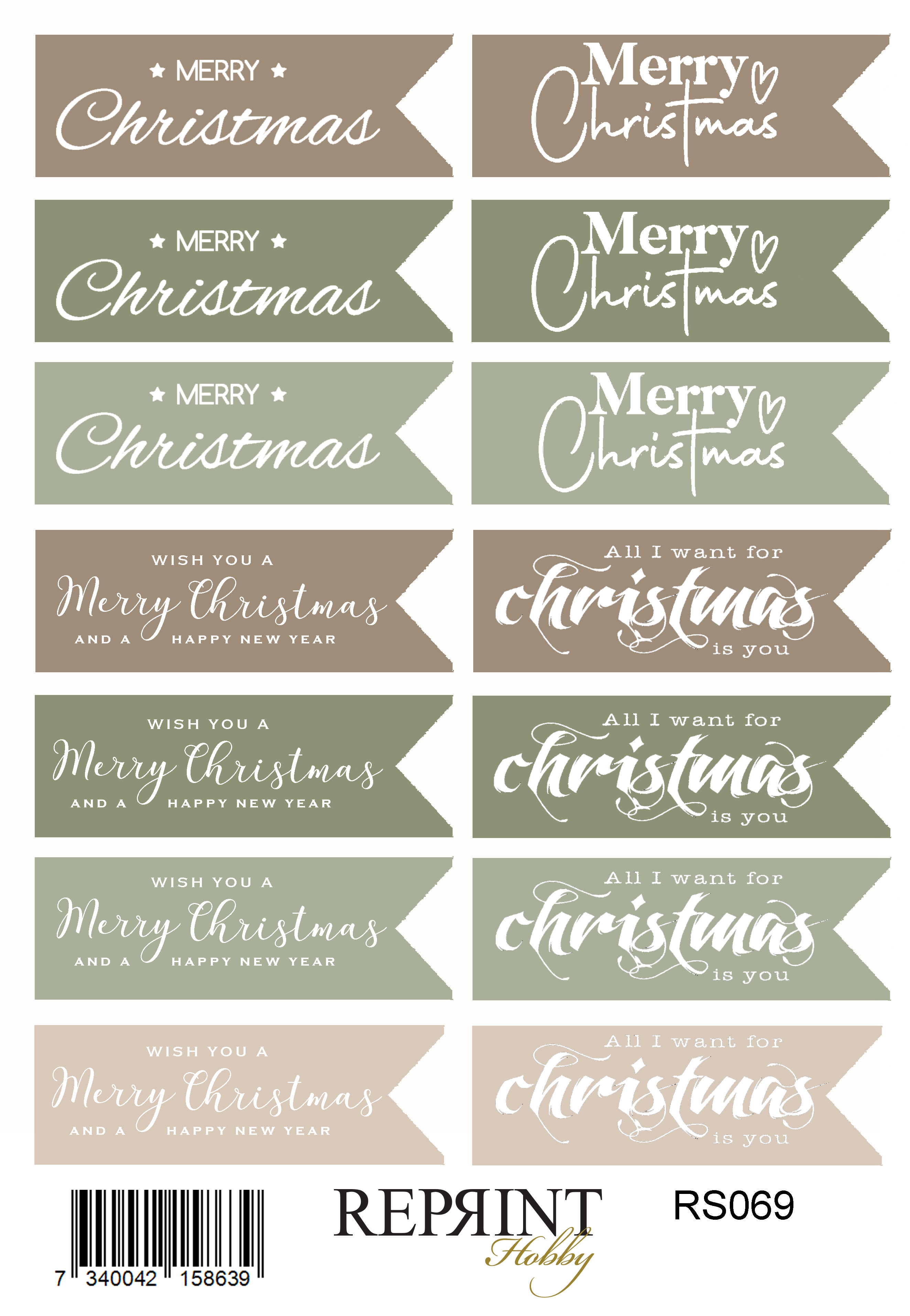 Stickers Reprint - Cozy Christmas  Engelsk text  -  11x16 cm