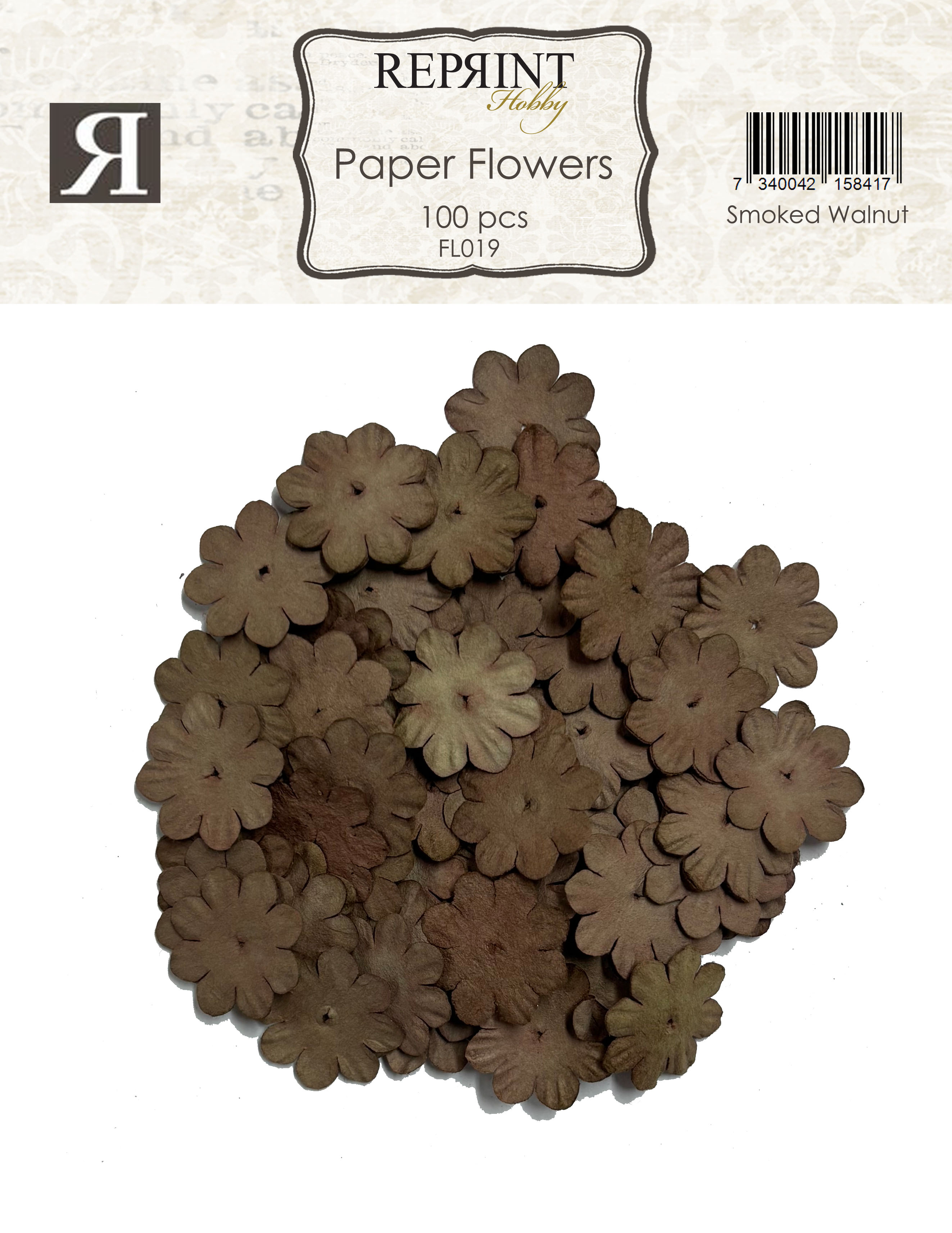 Mini Pappersblommor  20 mm 100 st Smoked Walnut