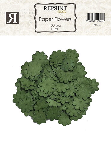 Mini Pappersblommor  20 mm 100 st Olive