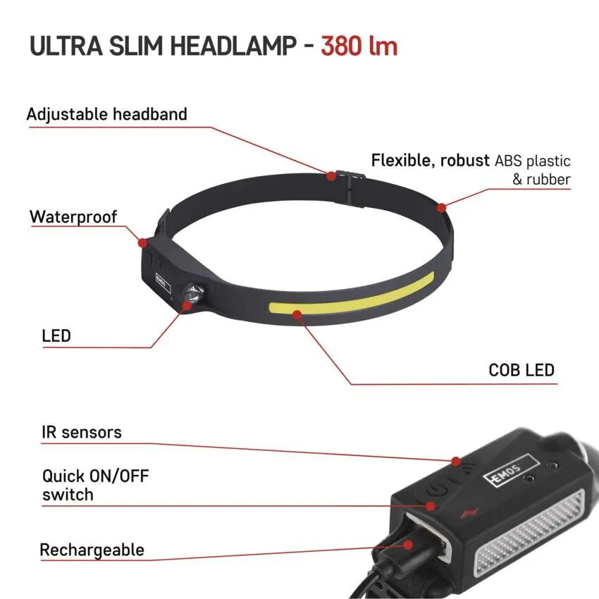 Emos Pannlampa COB 380LM USB - 4