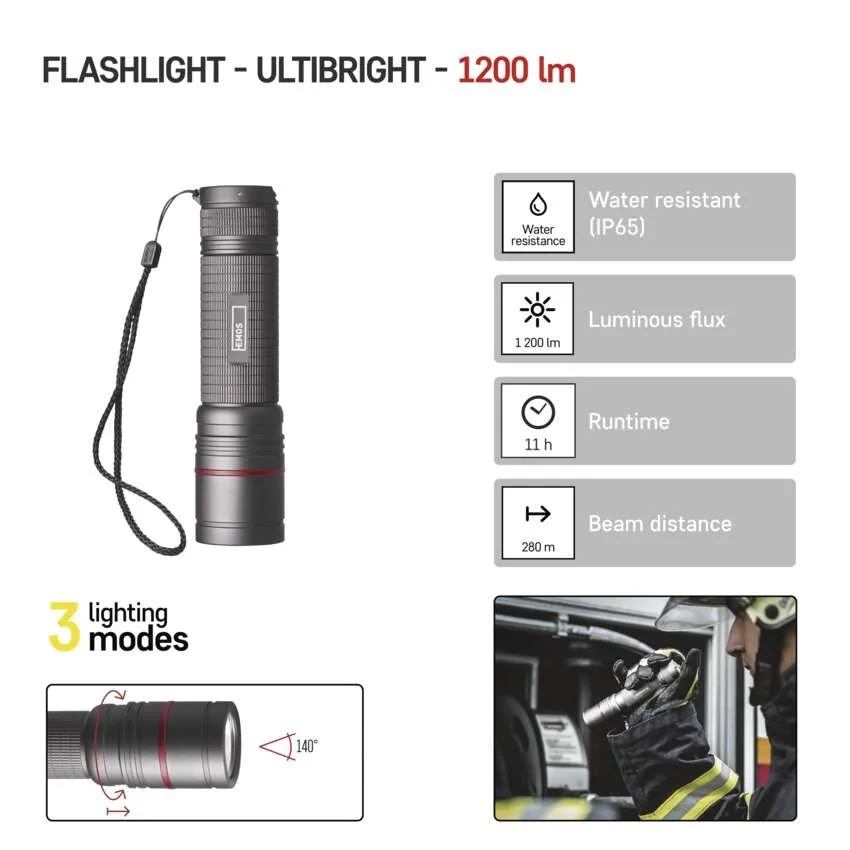 Emos Ficklampa UltiBright 90, 1200LM USB Fokus - 3