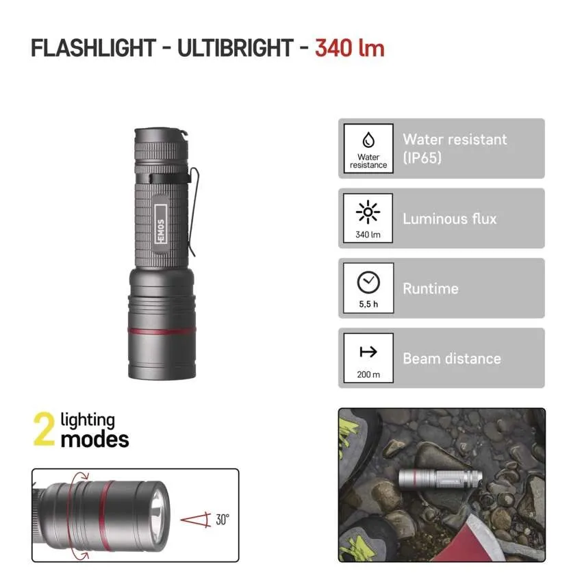 Emos Ficklampa UltiBright 70, 340LM 3xAAA Fokus - 3
