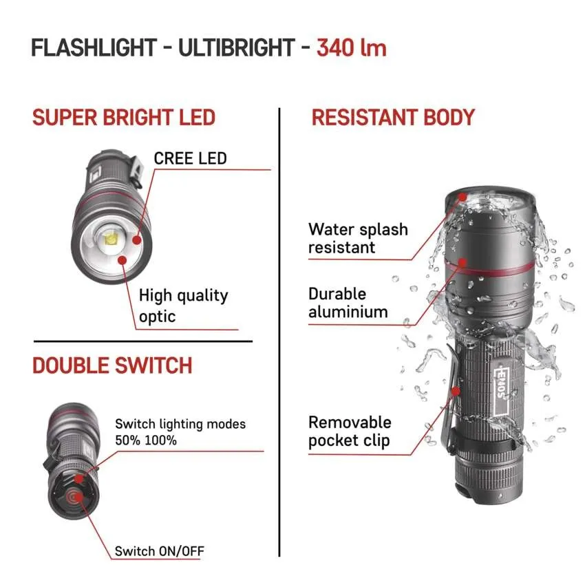 Emos Ficklampa UltiBright 70, 340LM 3xAAA Fokus - 4