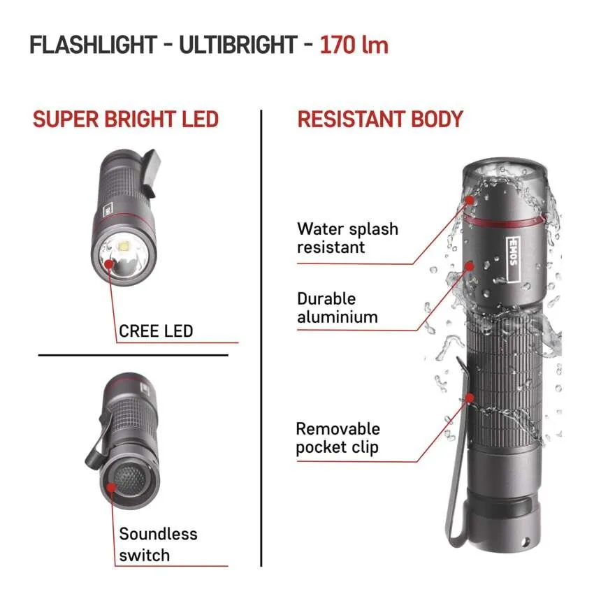 Emos Ficklampa UltiBright 60, 170LM 1xAA - 4