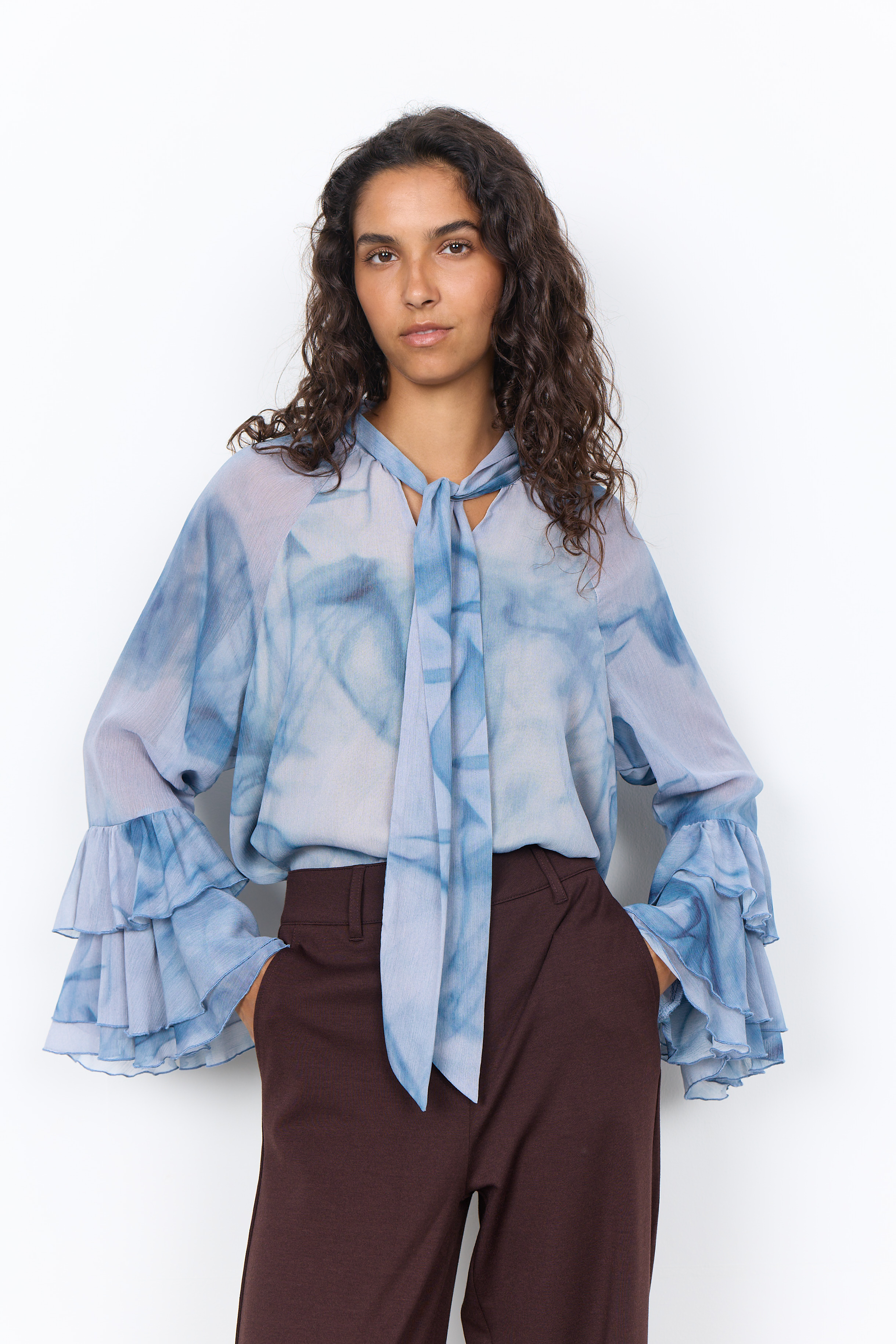 SC-HALA 1 AOP  Blouse Blå knytblus