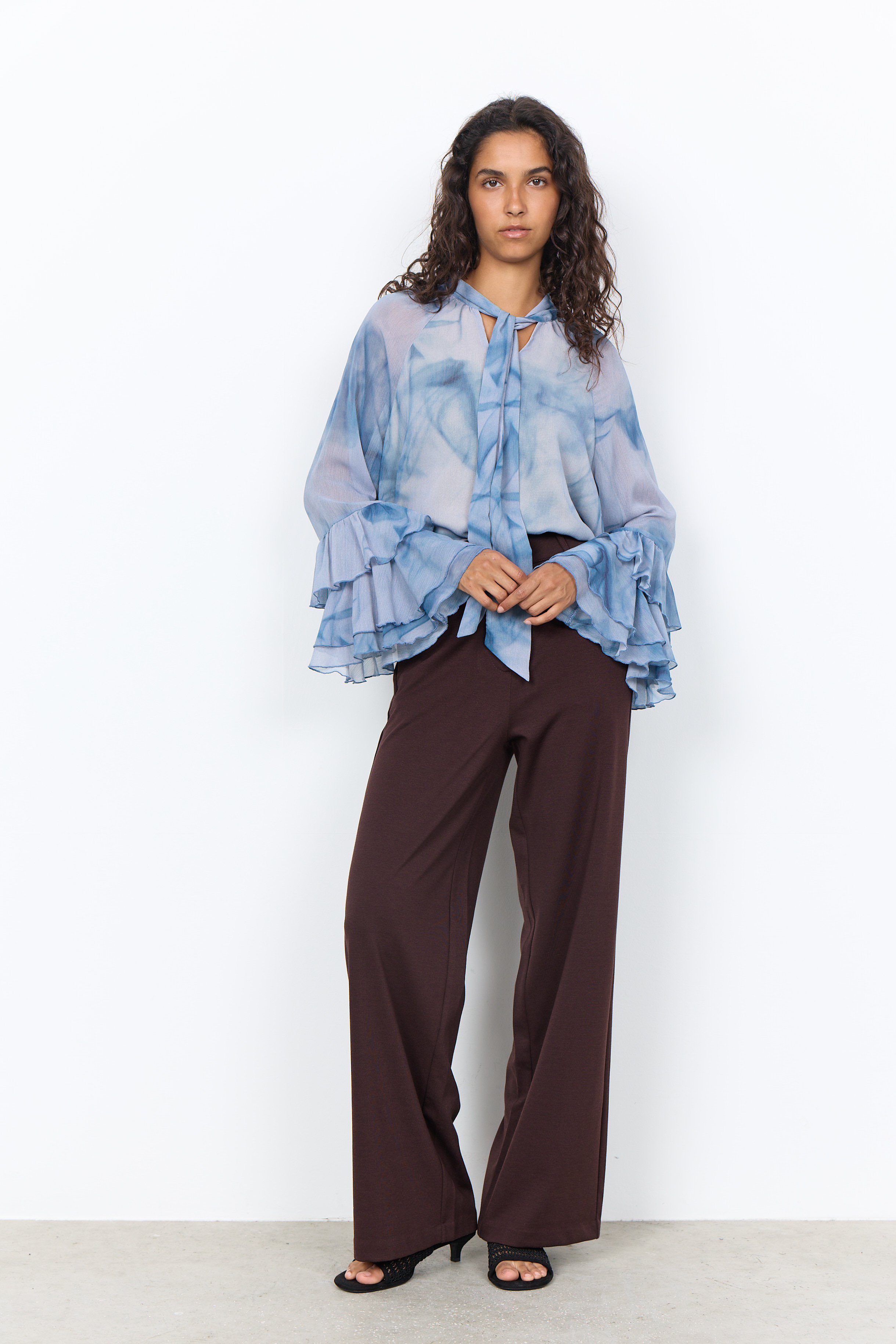 SC-HALA 1 AOP  Blouse Blå knytblus