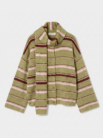 Randig Kofta Med Scarf Grön