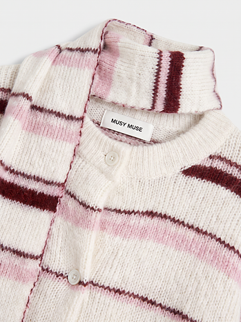 Randig Kofta Med Scarf Offwhite