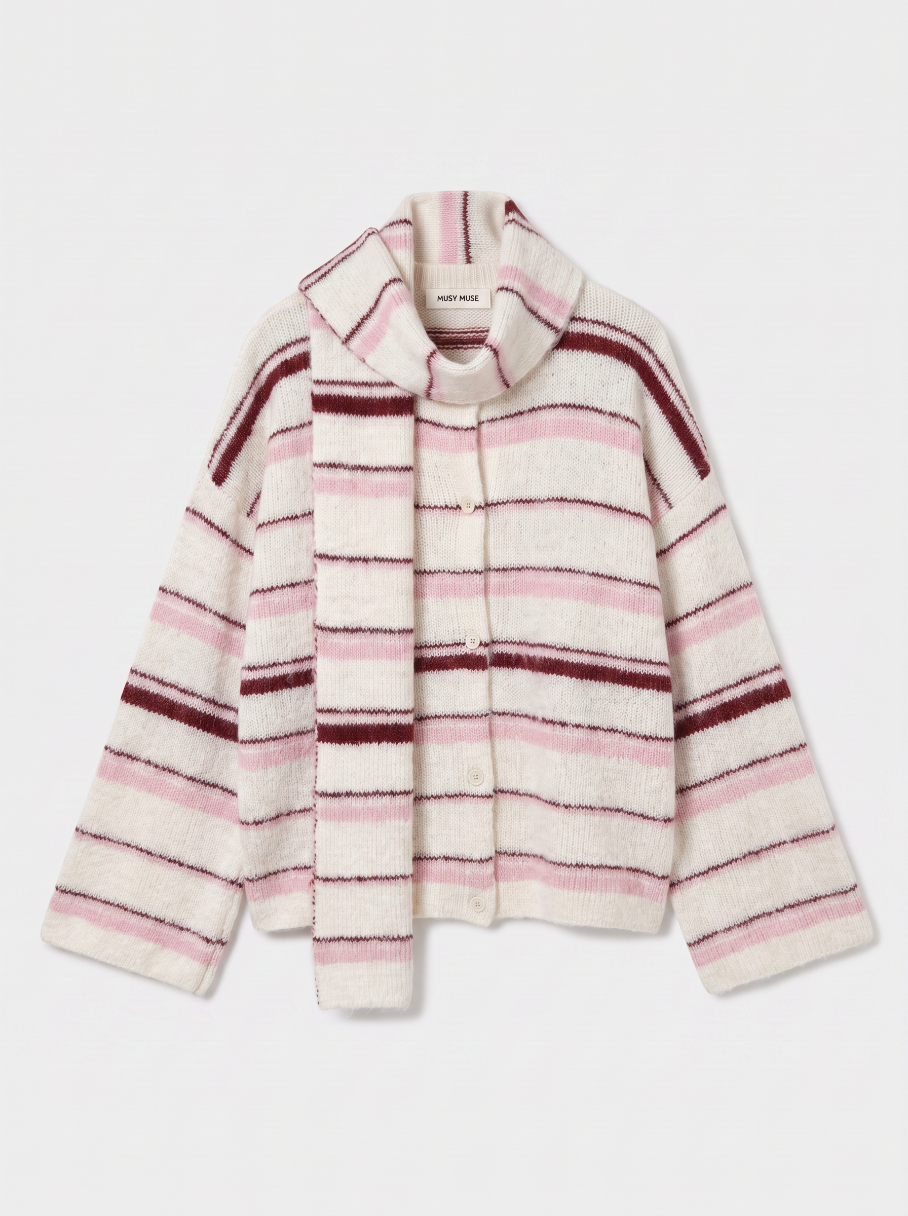 Randig Kofta Med Scarf Offwhite