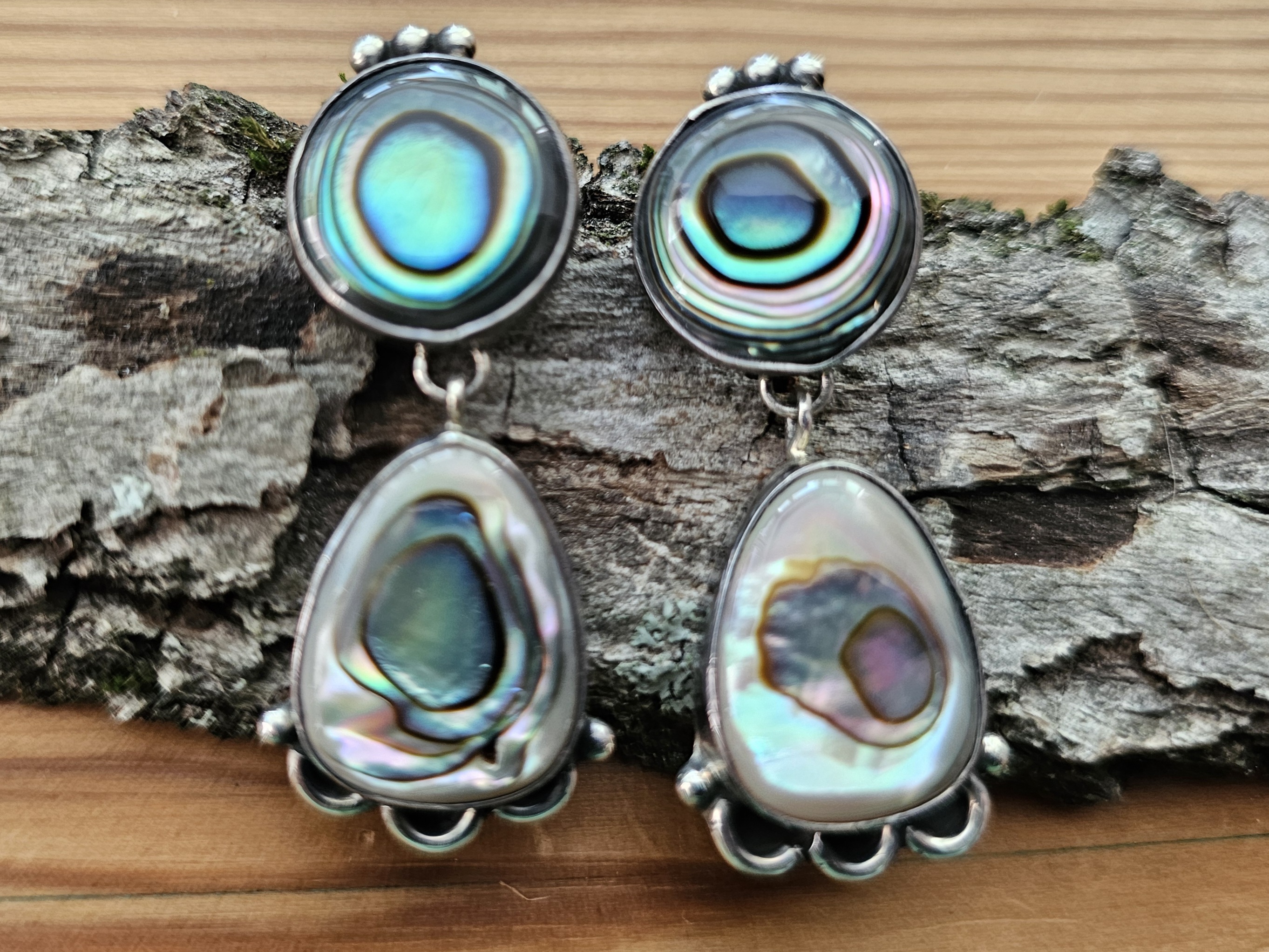 Abalone earrings, 925 silver (Navajo)