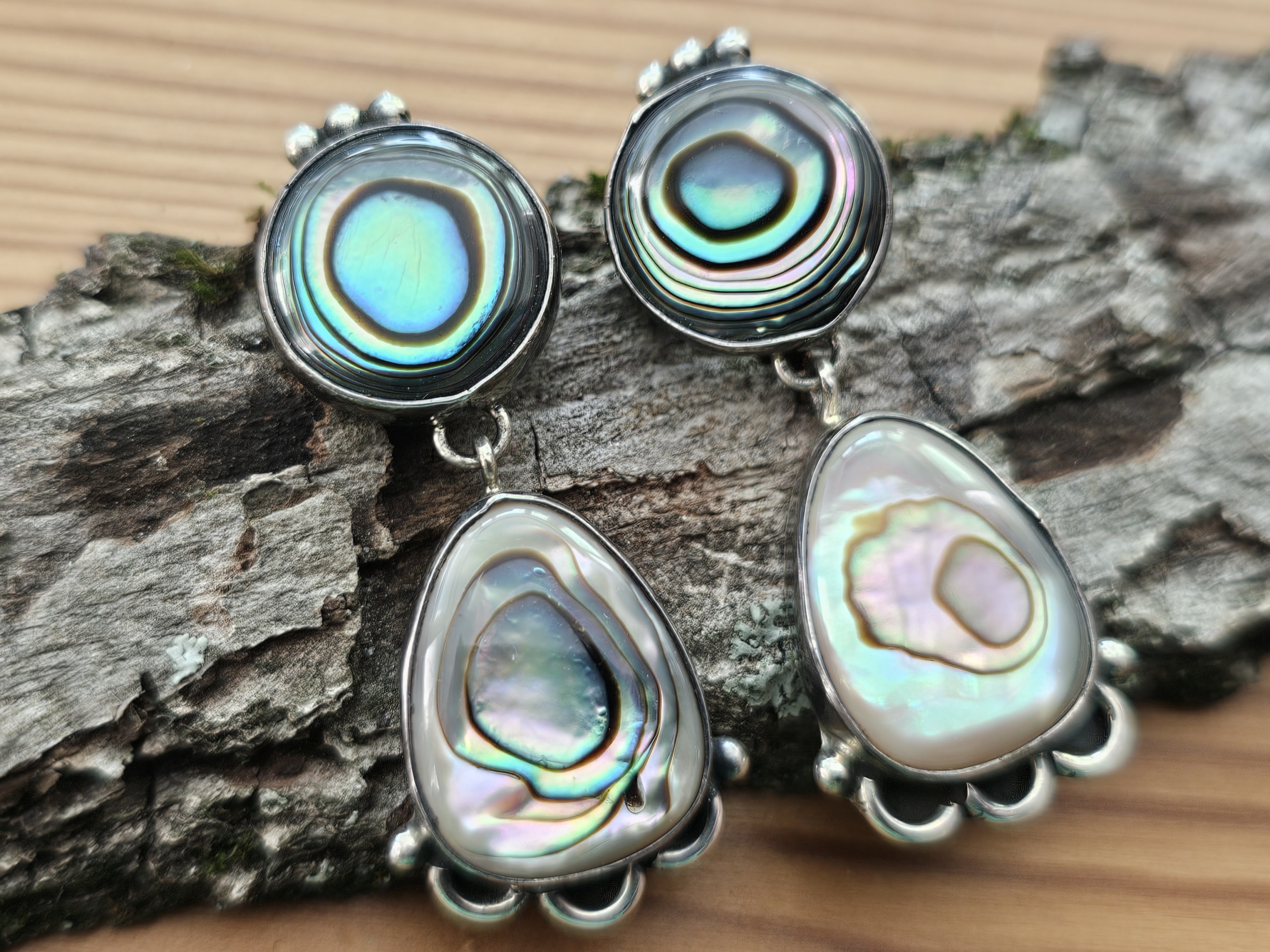 Abalone earrings, 925 silver (Navajo) - 3