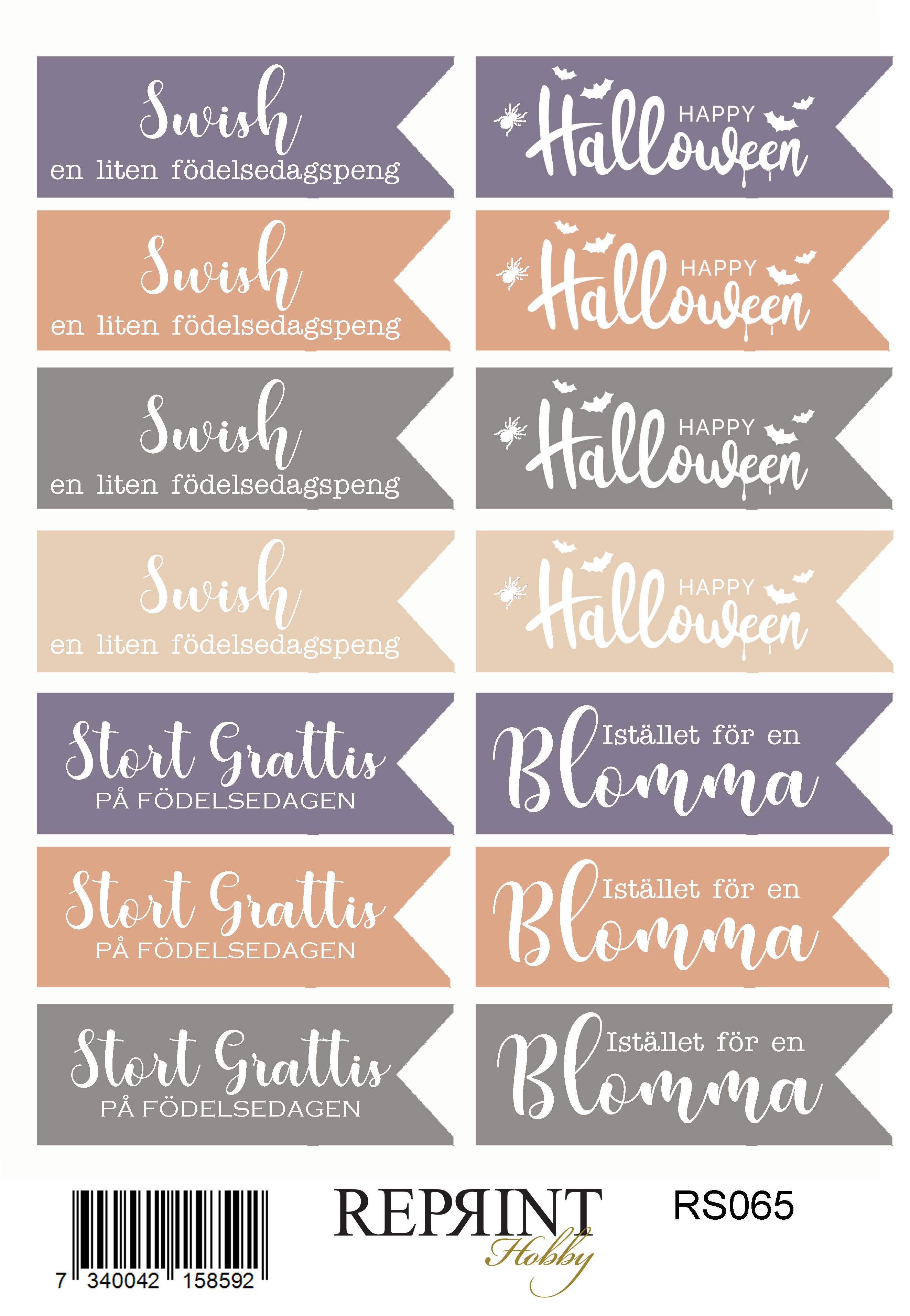 Stickers Reprint - Enchanted Halloween  Svensk text  -  11x16 cm