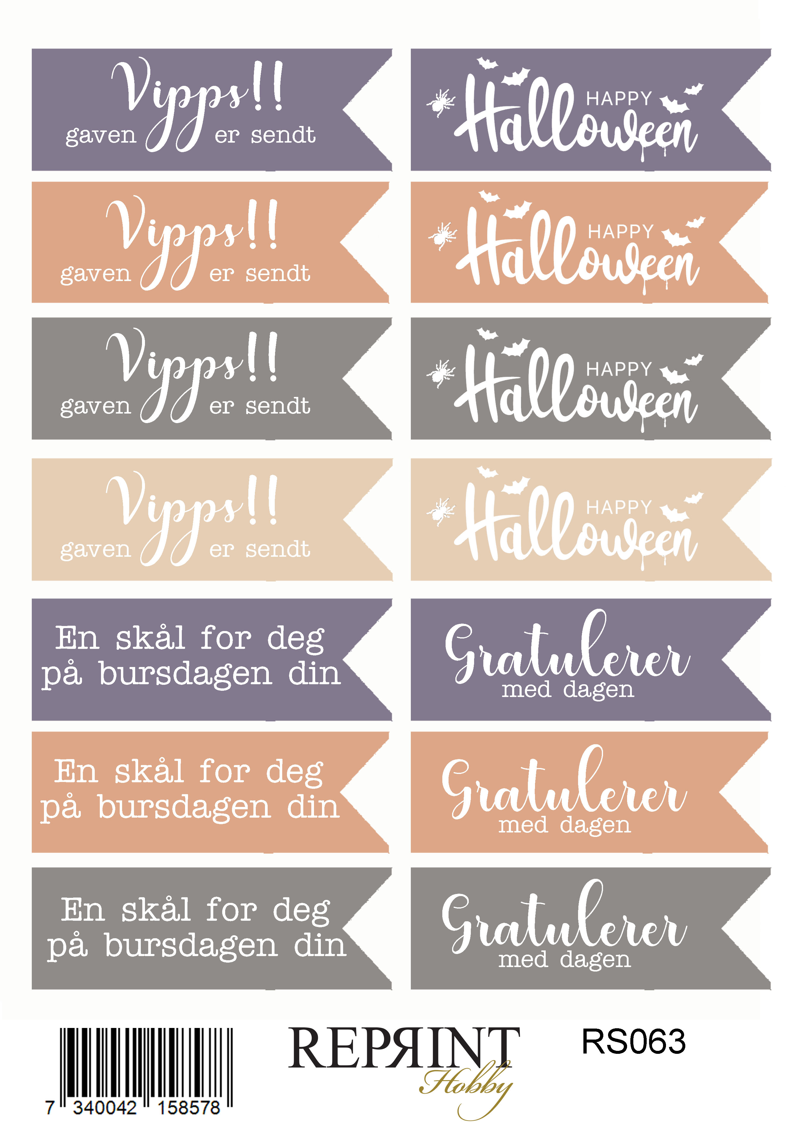 Stickers Reprint - Enchanted Halloween  Norsk text  -  11x16 cm