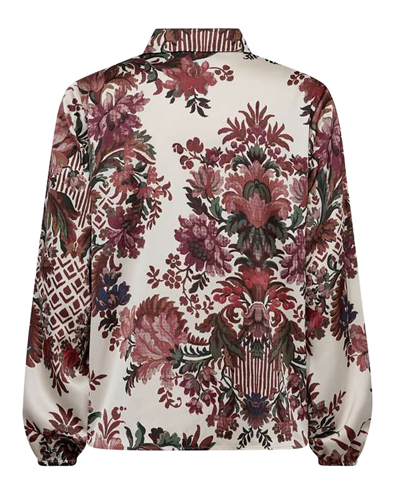 Blus Sammy vinröd/grön blommig