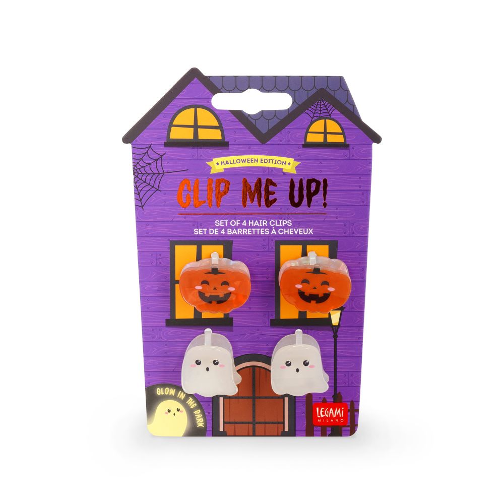 Clip me up! Sæt med 4 mini hairclips, Ghost + Bat, DETTE PRODUKT HAR PLANLAGT LEVERING I BEGYNDELSEN AF OKTOBER 2026