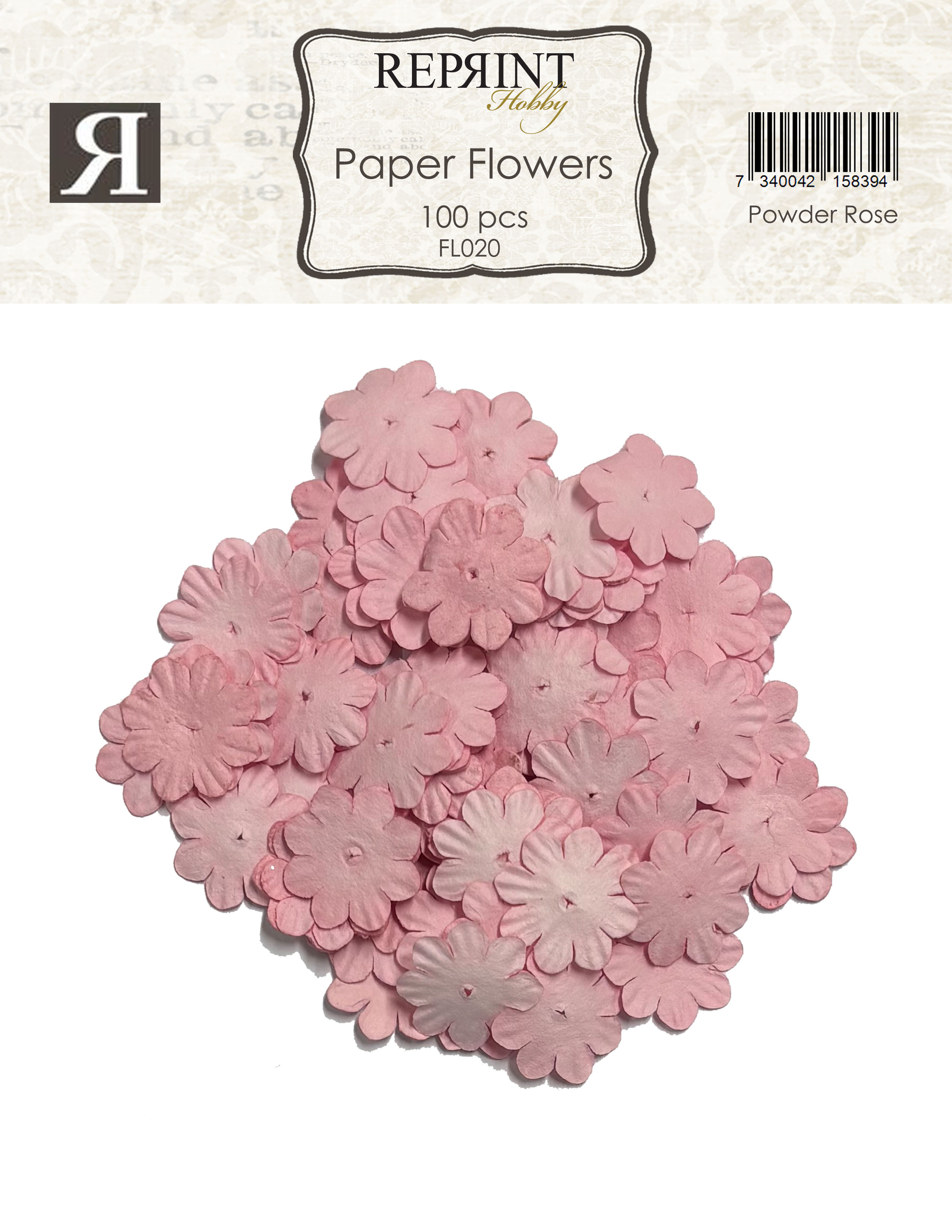 Mini Pappersblommor  20 mm 100 st Powder Rose