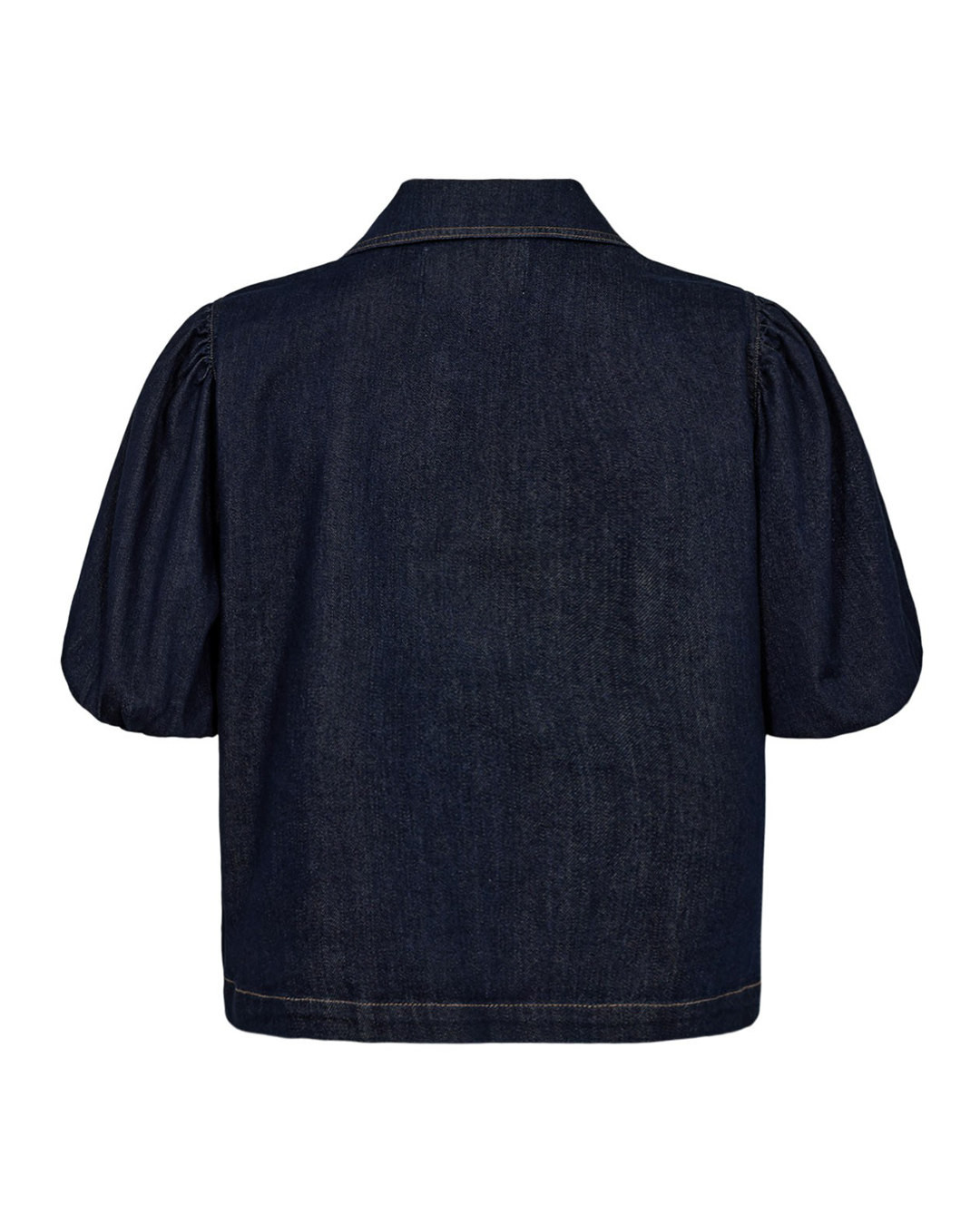 Jeansskjorta Aletta kort puffärm mörk denim - 6