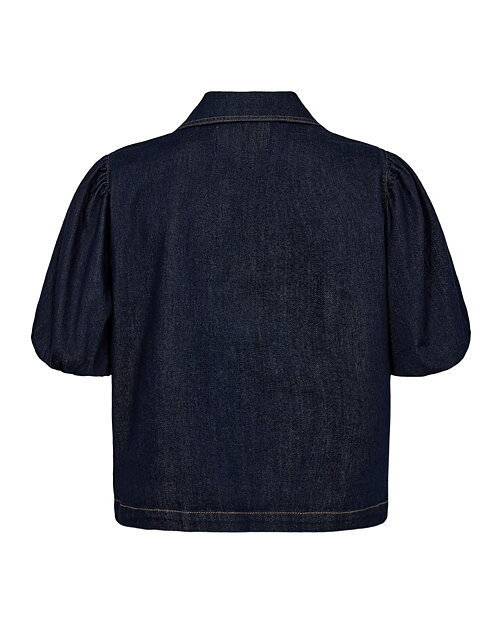 Jeansskjorta Aletta kort puffärm mörk denim - 6