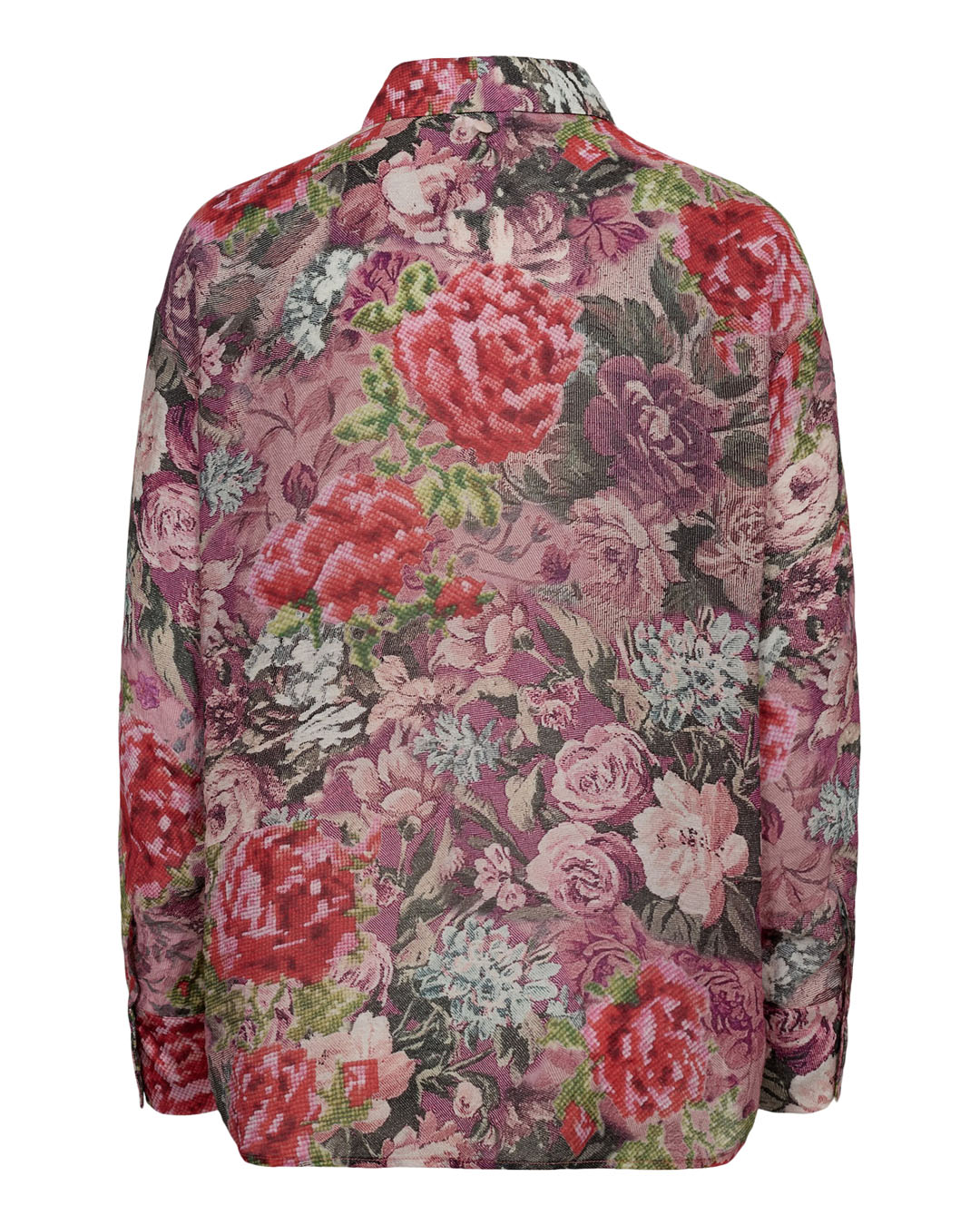 Blus Marcelle blommig rosa/vin/röd/grön - 2