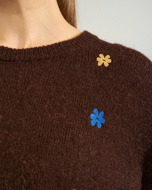 Jumper Florie brun med broderade blommor - 3