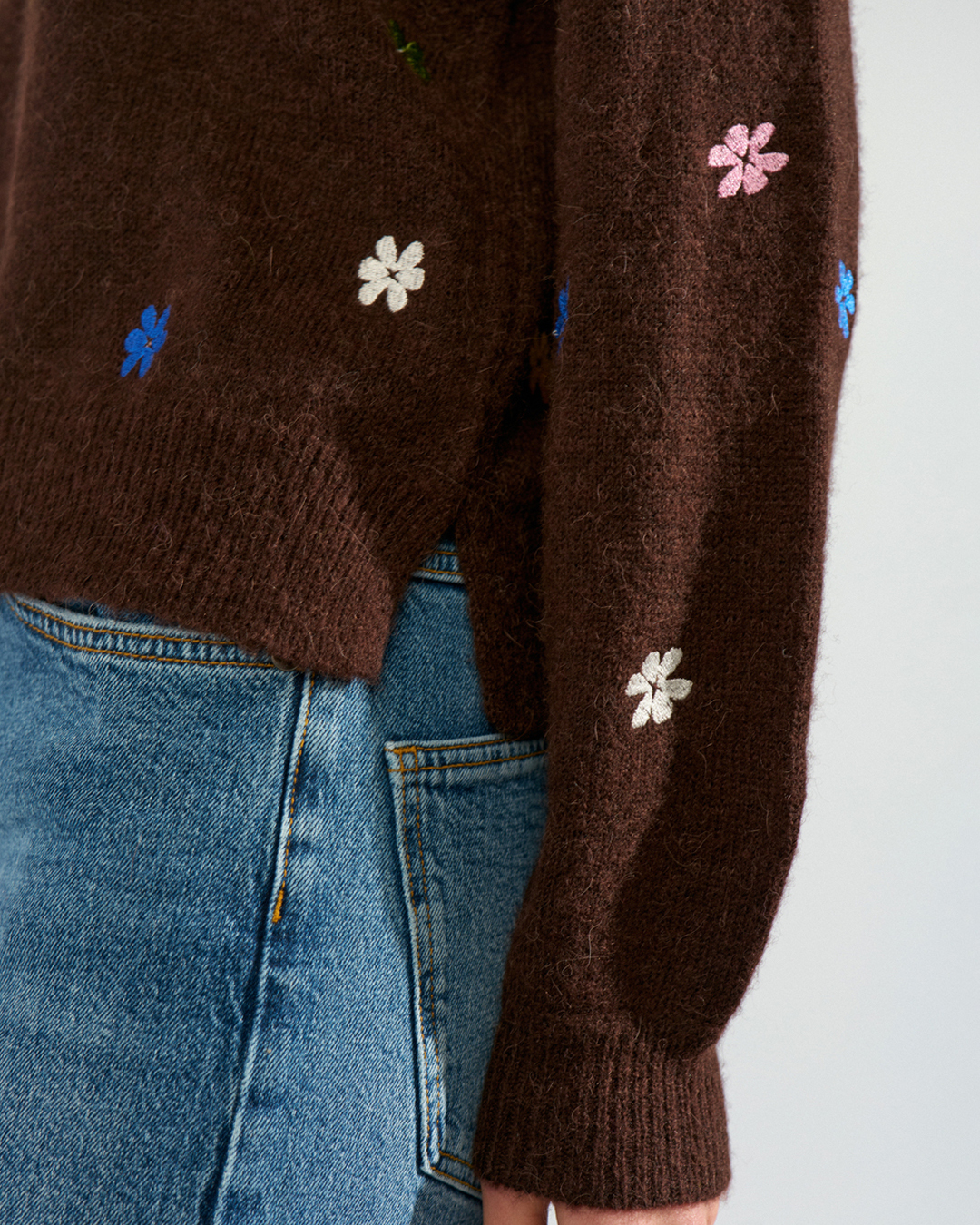Jumper Florie brun med broderade blommor - 4