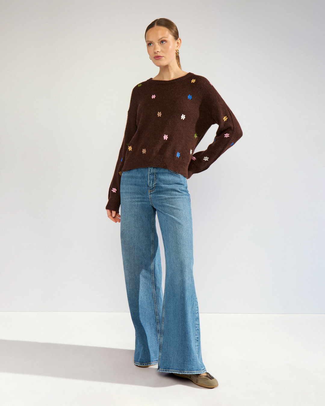 Jumper Florie brun med broderade blommor - 5