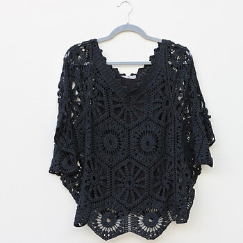 Fanny virkad topp & linne svart