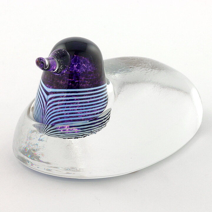Bertil Vallien (1980s) Limited Studio Bird with Purple Head 13/7 cm