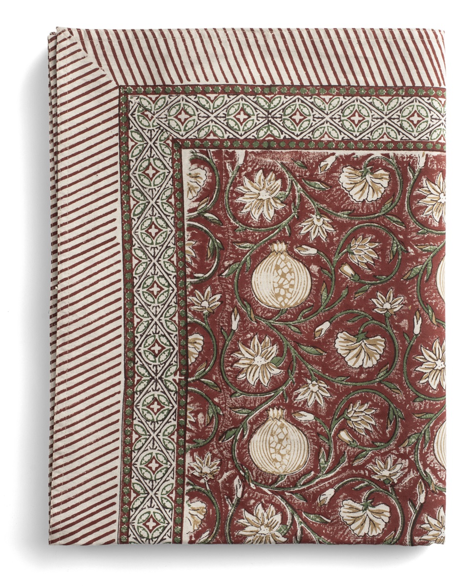 Chamois Bordsduk Tangier Pomegranate Red & Green 